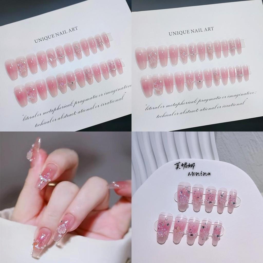 B461 Nail Piece Beautifully Handcrafted Ice Blue And Wholesale False Nails