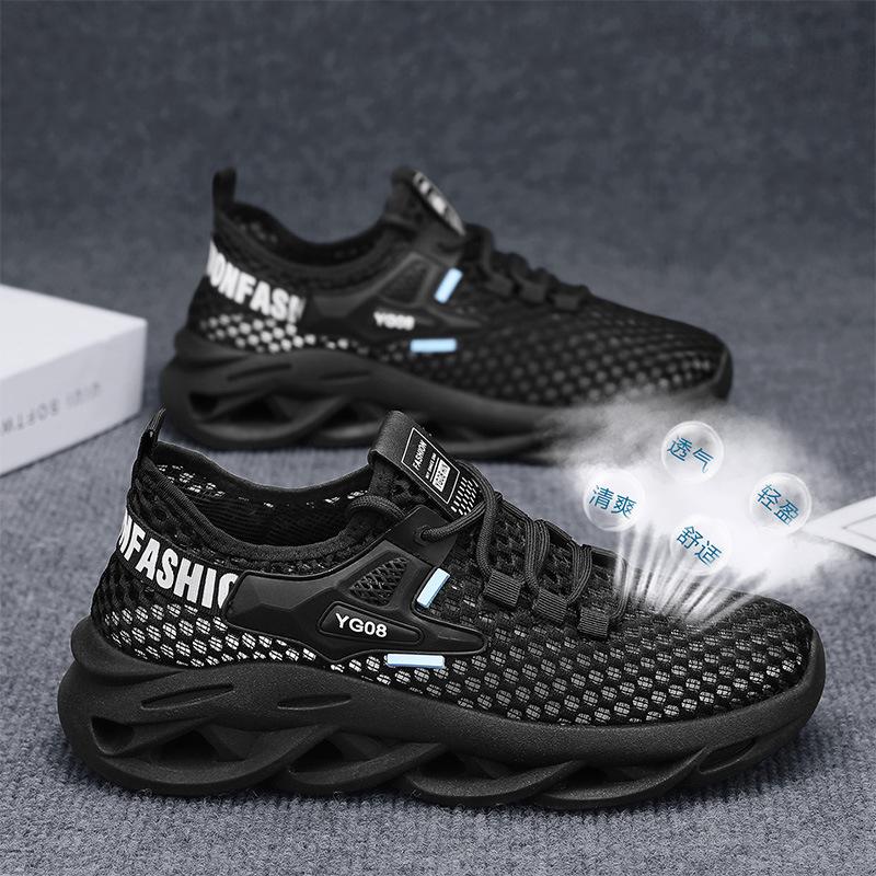 

2025 summer new daily running sports lace-up trendy men s shoes large mesh mesh breathable and light men s trendy shoes 44