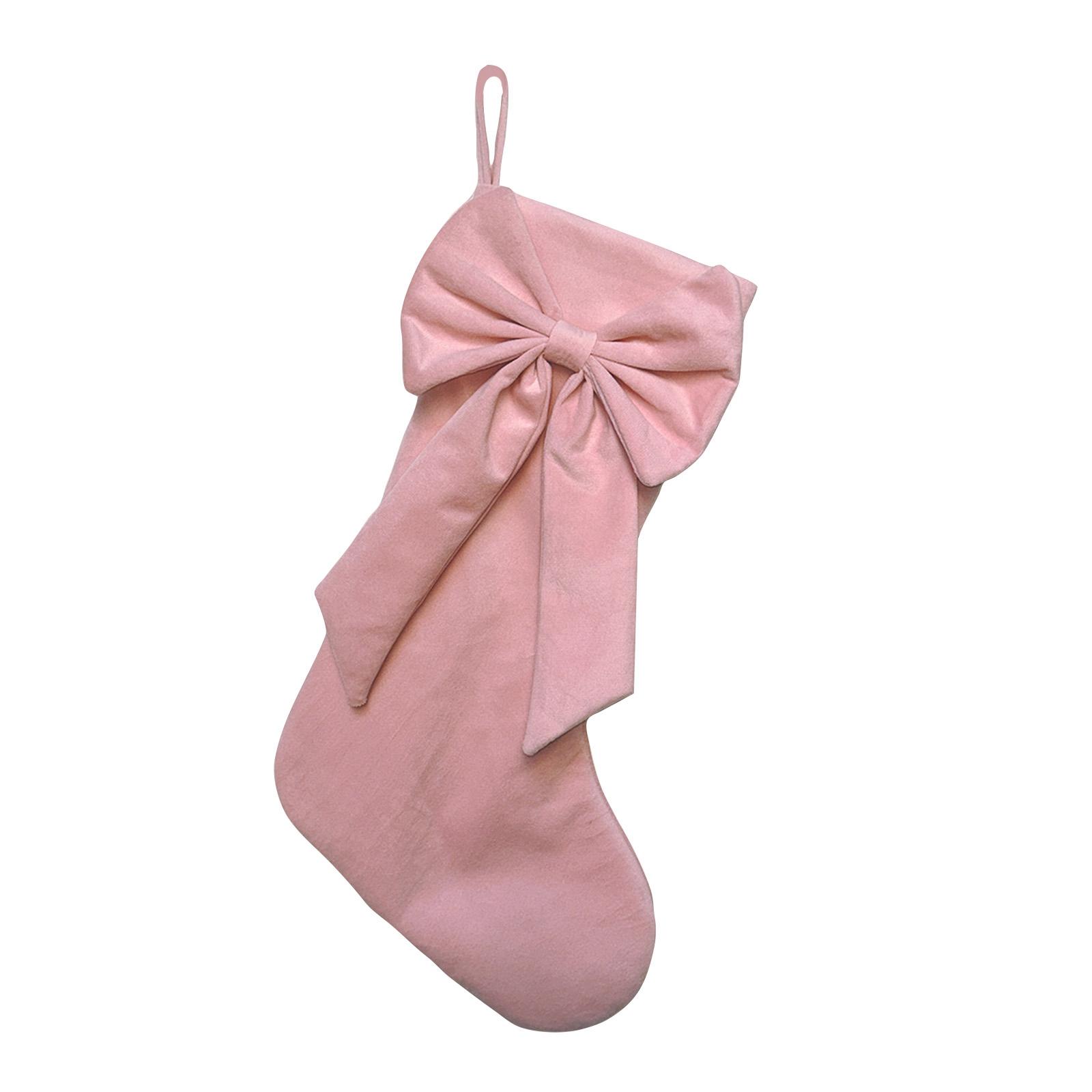 

Christmas Bow Velvet Socks, Velvet Christmas Socks, Candy Bags, Bow Gift Bags, Large Bow Sock Gift Bags One Size розовый