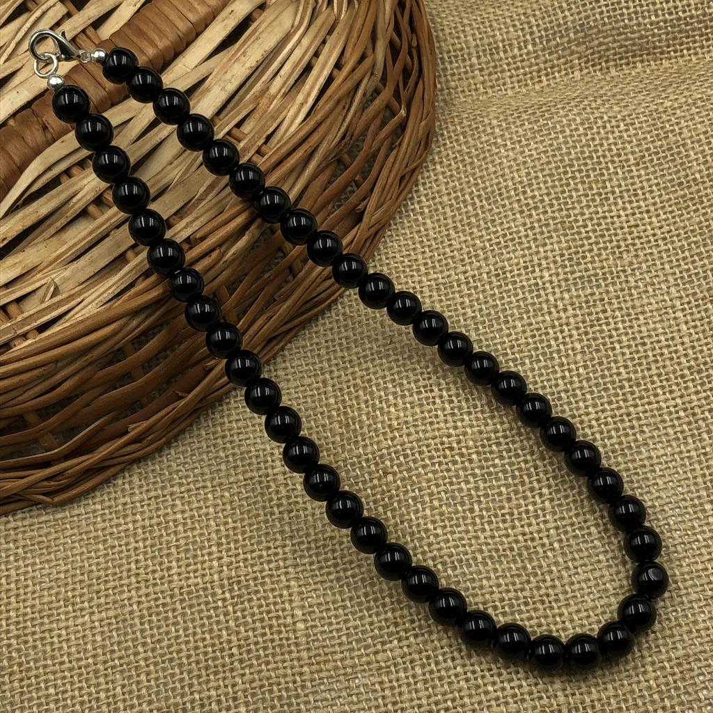 8mm Prírodný Čierny Turmalín Drahokam Okrúhle Korálky Šperky Ručne Vyrábaný Čierny Kameň Náhrdelník 17-20" Pekné Korálky Choker Pre Ženy 8BN-95