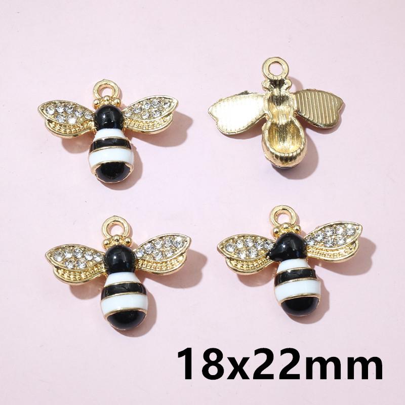 10pcs Enamel Flower Bee Honey Honeycomb Charms Pendant Alloy Metal for Necklace Earrings Bracelet DIY Jewelry Making Accessories