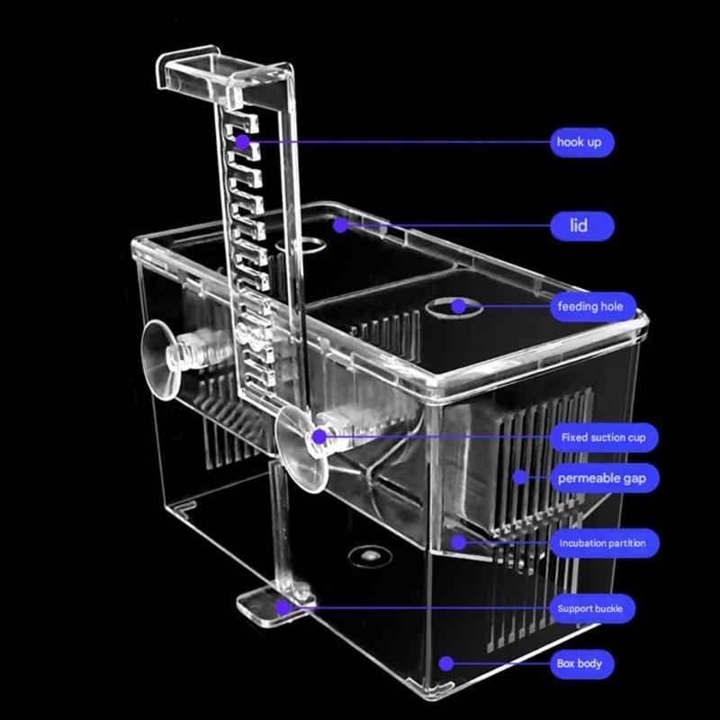 Aquariums Breeding Container with Water Flows Hole Highly Transparents Fish Breeding Box Aquariums Isolation Case