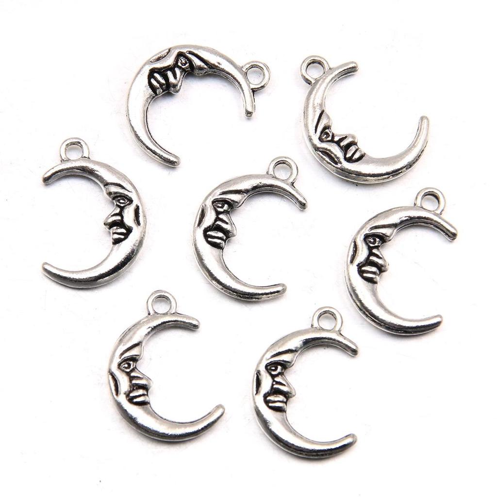 Handgefertigter Antiksilber Mondanhänger: Kreativer Natürlicher Charme Schmuck Accessoire