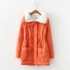 Autumn and Winter Mid-length Tooling Cotton-padded Jacket Women's Drawstring Waist Lamb Velvet Thick Warm Jacket