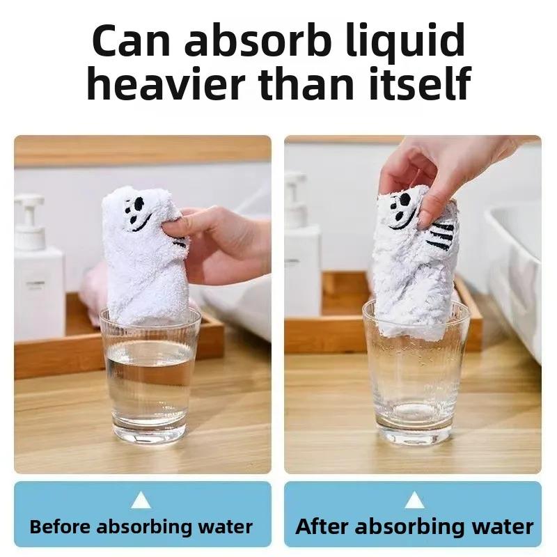1pcs Cartoon Polar Bear Hand Towel, Hanging Thick Absorbent Towel, Household Cute Hand Towel, Ear Hanging Hand Towel