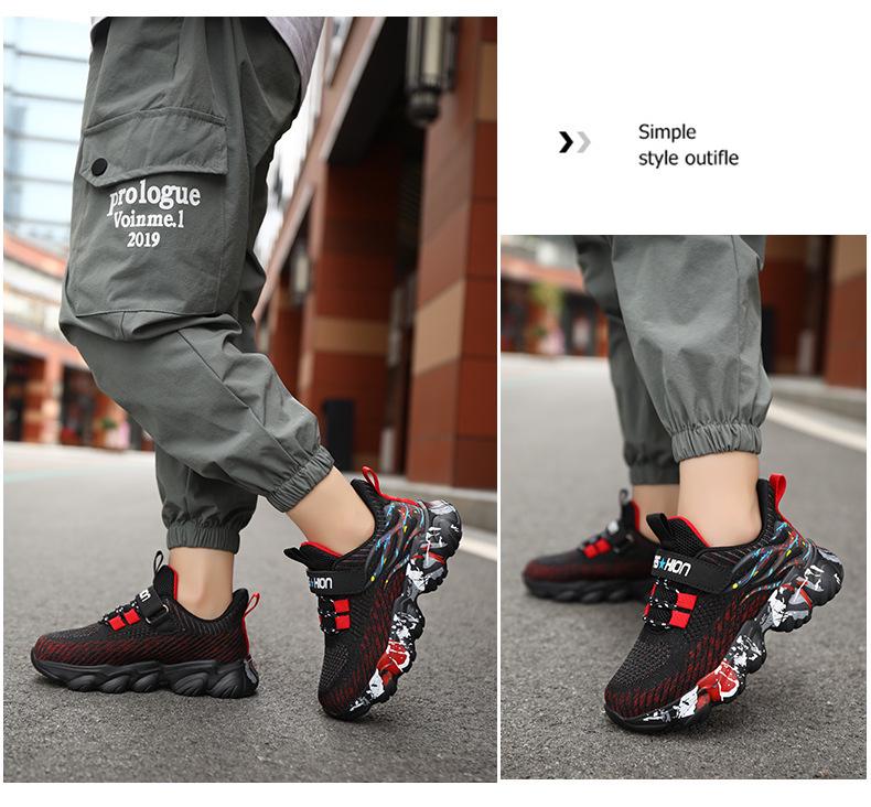Boys' Breathable Mesh Running Shoes for Ages 7-12, Lightweight Sports Shoes for Spring and Autumn 2024.