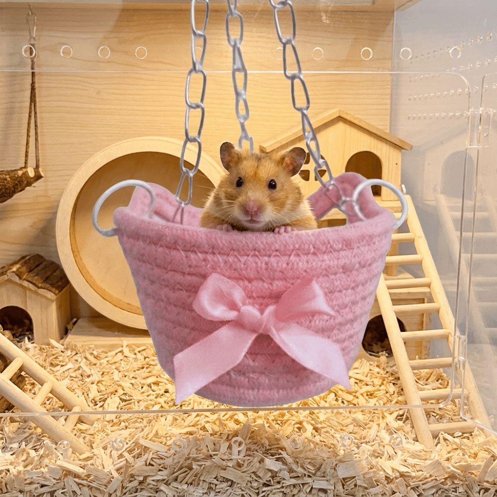 Breathable Hamster Hammock Bow Hanging Basket Bed Guinea Pig Hideout Small Animal Habitat