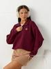 Women's Polo Collar Long Sleeve Sweatshirt Loose Fit Casual Half Zip Pullover Top