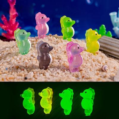 9/18/36Pcs Luminous Seahorse Fairy Garden Miniatures Mini Ornament Kawaii Micro Landscape Fish Tank Decoration Ornament Gifts