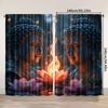 2Pcs Polyester Buddha Inspired Versatile Printing Window Curtains Birthday Party Decoration Backdrop Drapes for Living Room