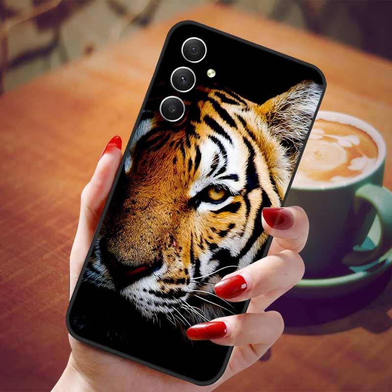 For Samsung Galaxy A55 5G Case Black TPU Silicone Beautiful Pattern Phone Cases for Galaxy A55 Shockproof Soft Cover A 55 6.6''