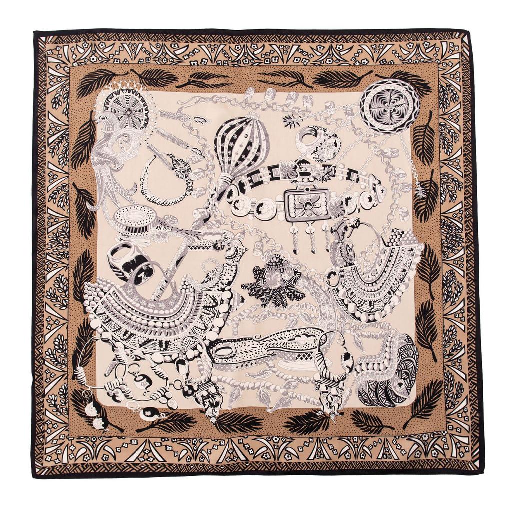 Mulberry silk scarf  new retro winter beautiful ginkgo printing four seasons shawl sunscreen dual-purpose