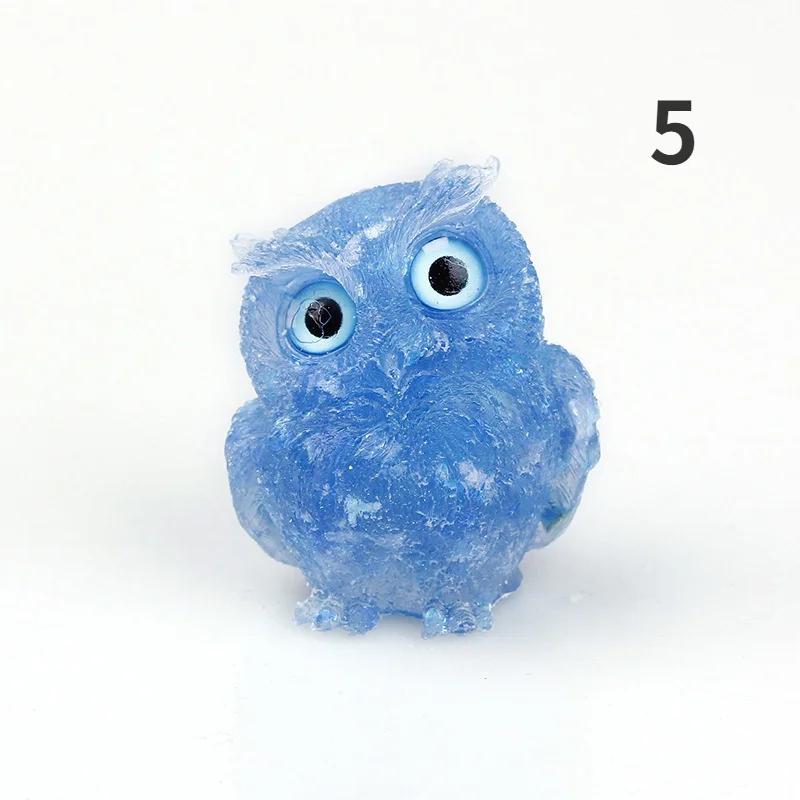1PCS Crystal Stone Owl Animal Crafts Hand Made Small Figurines DIY Resin Table Decor Home Decor Girls Gifts