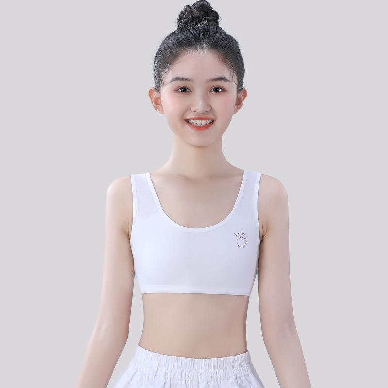 Primary and secondary school students early girls tube top-aged girls pure cotton development period small vest underwear stage vest type S белый