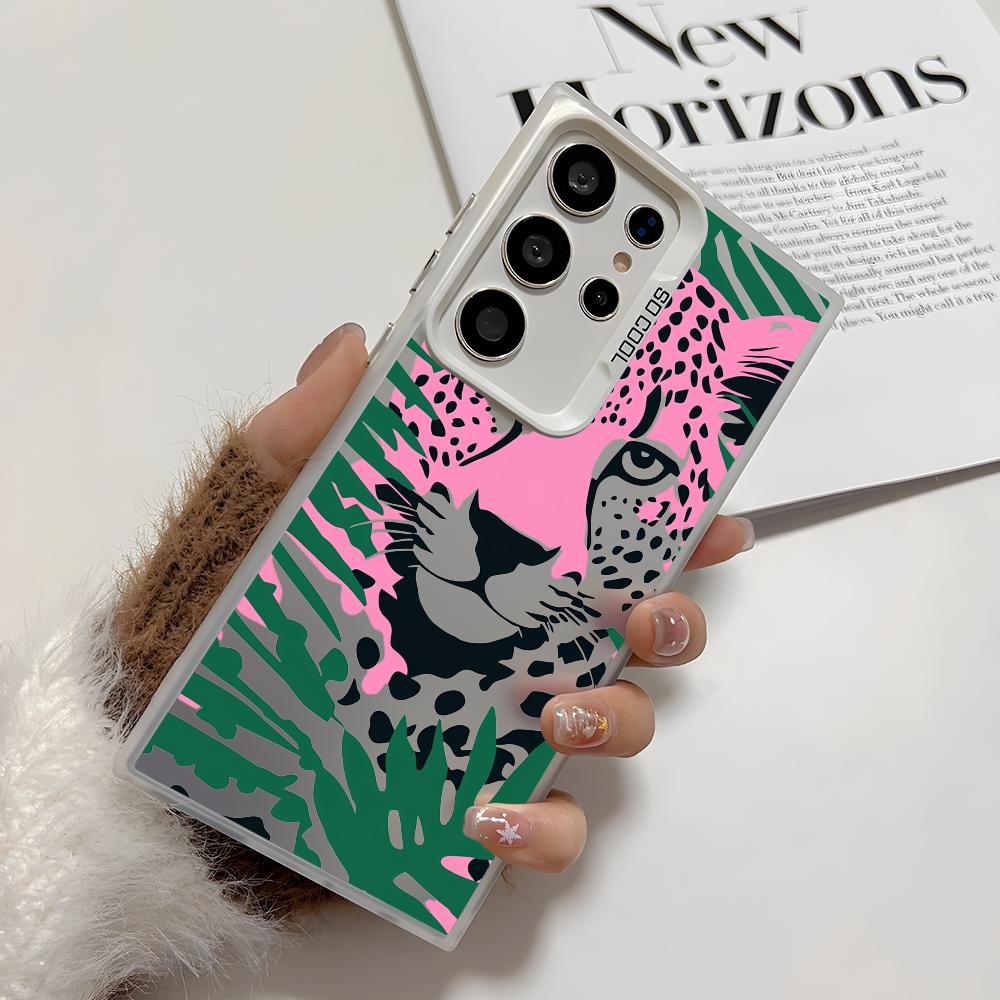 

Abstract Leopard Phone Case For Samsung Galaxy S25 Edge S24 S23 S22 S21 S20 Ultra Funda Silicone Silver Cover Galaxy S22 Ultra 5G