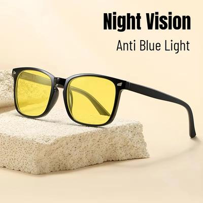 Zewnętrzne okulary UV400 do widzenia w nocy dla mężczyzn do jazdy nocnej, gogle do jazdy, odcienie kwadratowe, blokujące niebieskie światło, okulary słoneczne