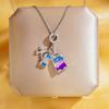 Womens Light Luxury Rainbow Drip Oil Airplane Travel Pendant Clavicle Necklace