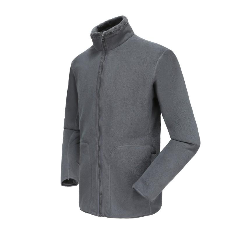 Double-Sided Fleece Jacket Women Men Warm Thick Coral Zip-Up Cardigan Casual Long Sleeve High Neck