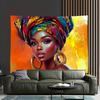 VIKAMA Light Luxury African Style Queen Portrait Tapestry Living Room Sofa Background Wall Bedroom Entrance Wall Decoration