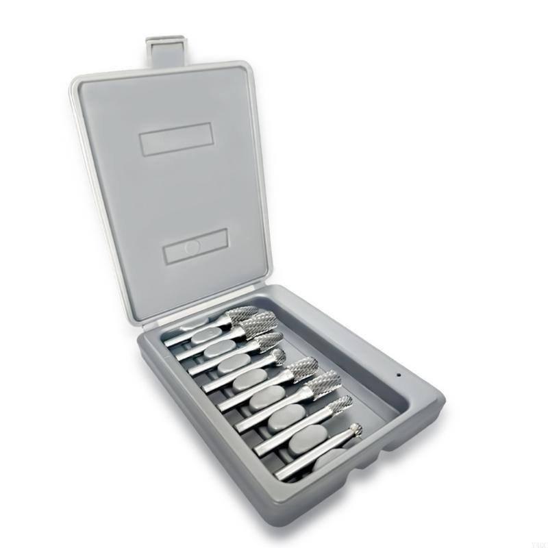 8Pcs High Hardness Carbide Burr Bits Set Rotary File for Metal Wood Plastic Engraving Grinding Deburring and Carving DIY Tools