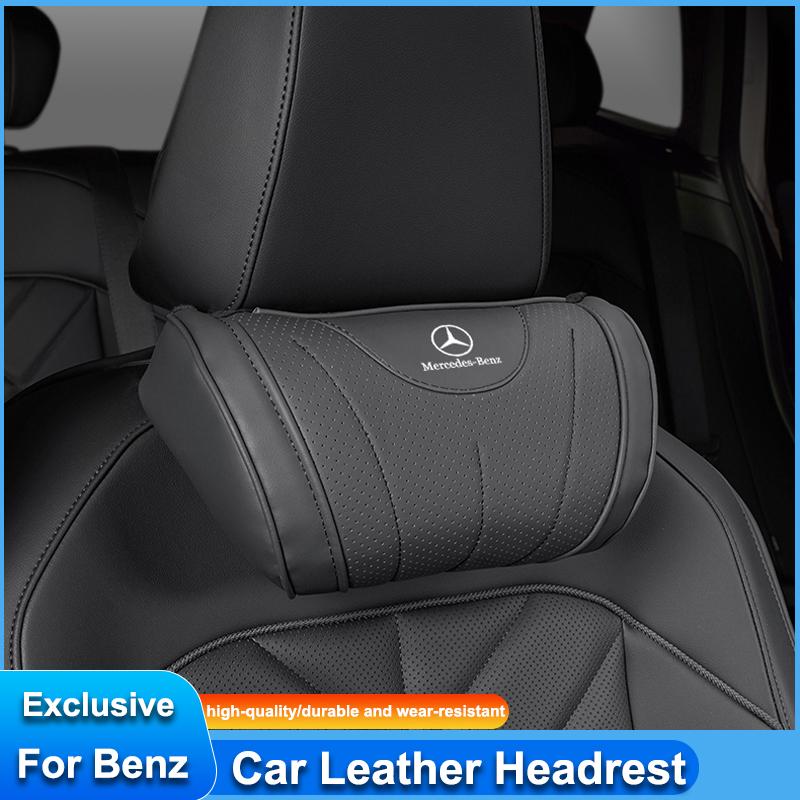 CQH1 High-end Leather Car Seat Headrest Memory Foam Comfort Neck Pillow For Mercedes Benz AMG W203 W206 W220 W205 W211 W212 W176 W126