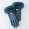 Women's Velvet Rabbit Fur Fleece-Lined Cycling Gloves - Warm, Non-Slip, Windproof, Thick Winter Gloves