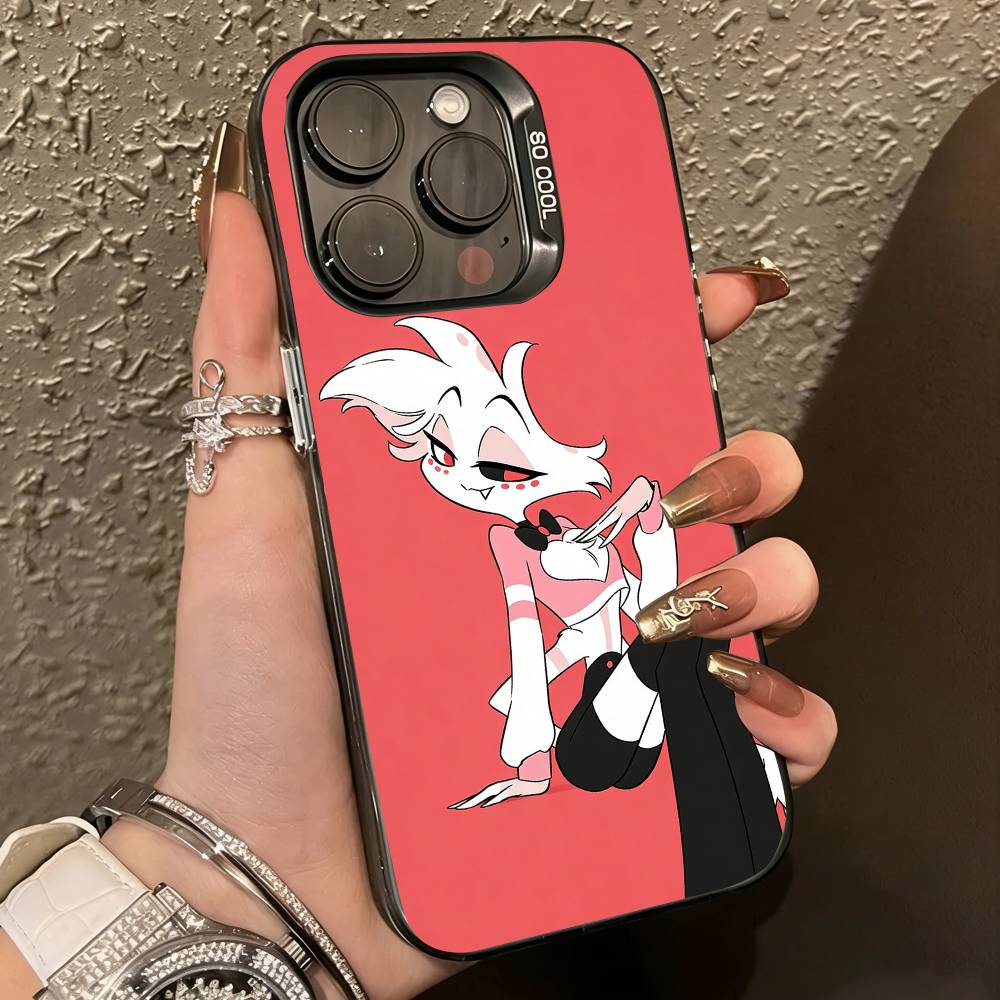 A-Angel Dust-t H-Hazbin   Phone Case For iPhone 17,16,15,14,13,12,11 Plus,Pro Max,XS,Colorful Silver Black Cover