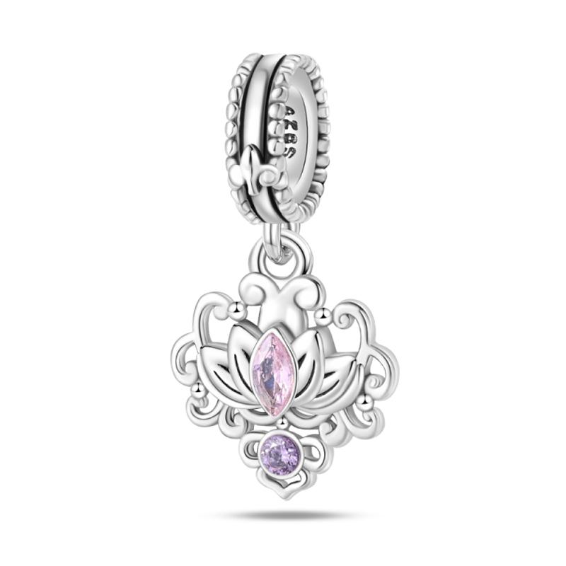 Genuine Copper Classical Lotus Butterfly Angel Cross Dragonfly Pink Purple Charm Bead Charms Bead Charms Compatible With Pandora Authentic Bracelets D
