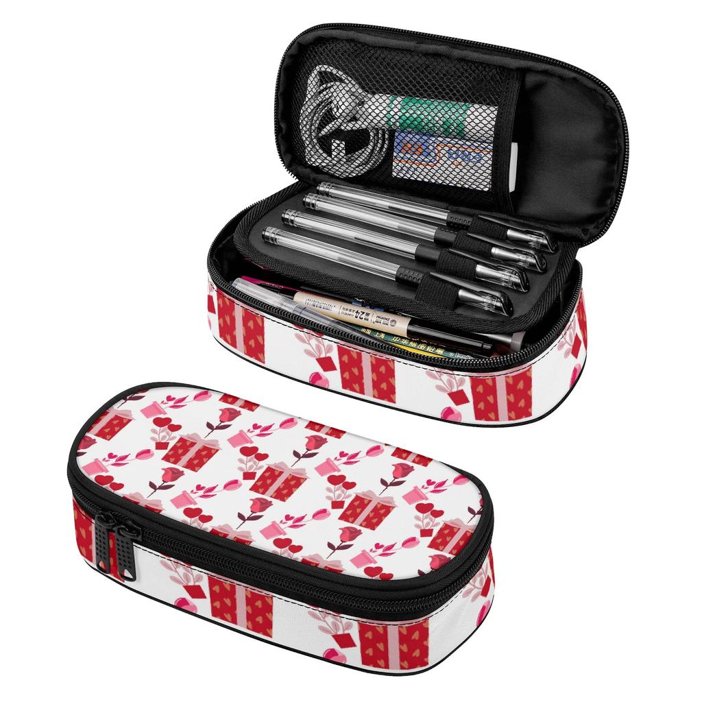 Pen Case Multi Compartment Secure Zipper 300D Polyester with Main Pocket Mesh Layer and Removable Pen Divider for Daily School Use
