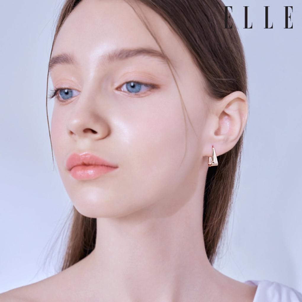 14K Volume Triangle One-Touch Earrings (Gold Pin) ELGPEE436