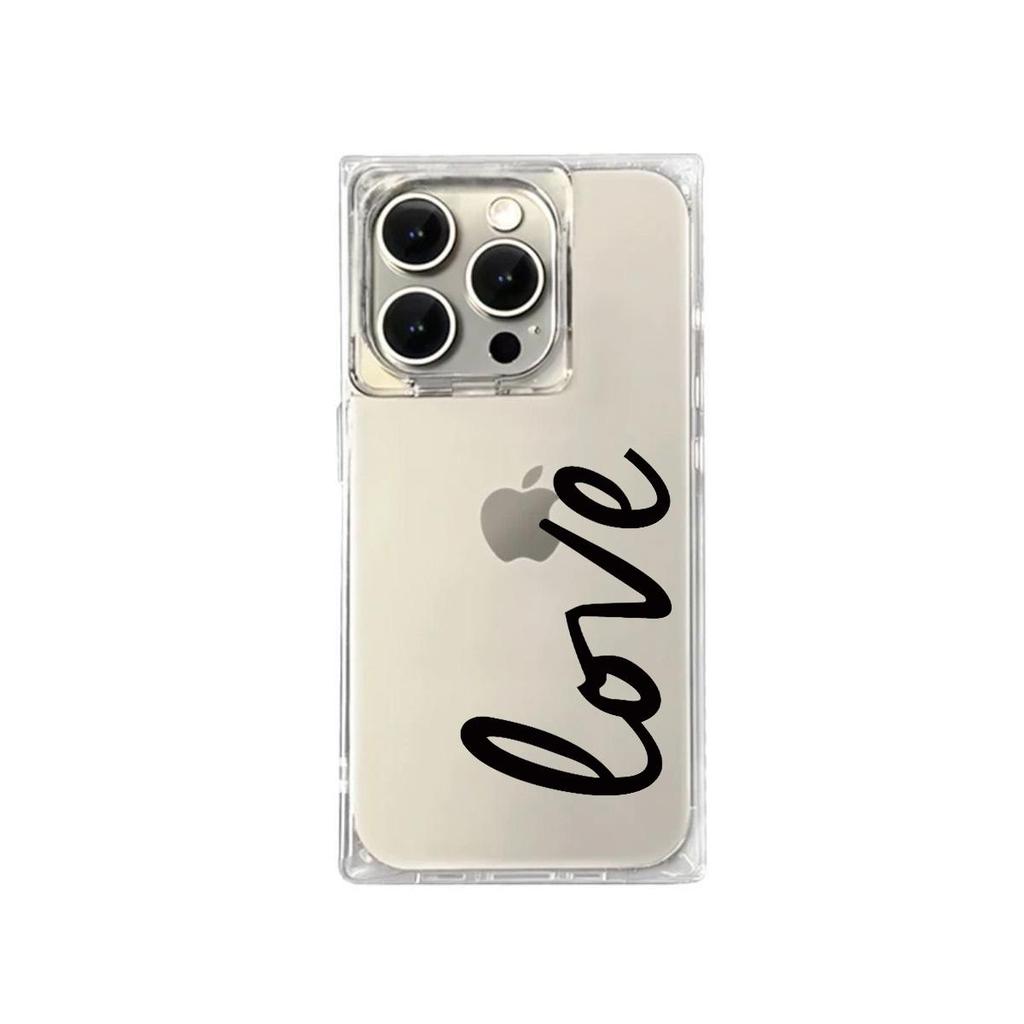 Clear Square Back Tube Case Protection For iPhone 12 15 Plus 16 ProMax 11 14 Pro Max 13 Anti-Oxygen,English Alphabet Pattern Casing