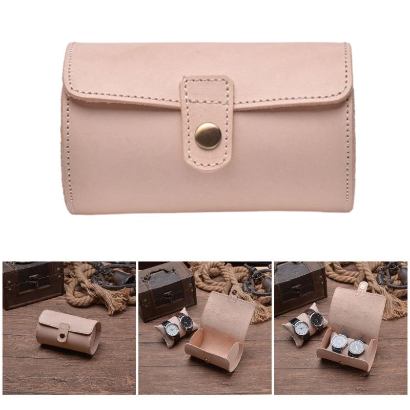 Portable Leather Watch Box Elegant 2 Slot Wristwatch Storage Case Stylish Watches Organizer Jewelry Protective Container