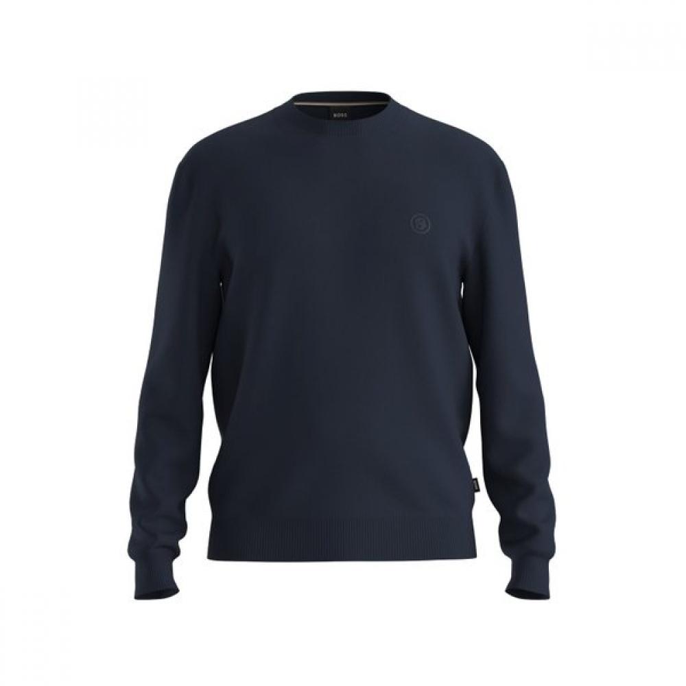 Boss Regular Fit Crewneck Cotton Sweater Dark Blue 50531574404 S