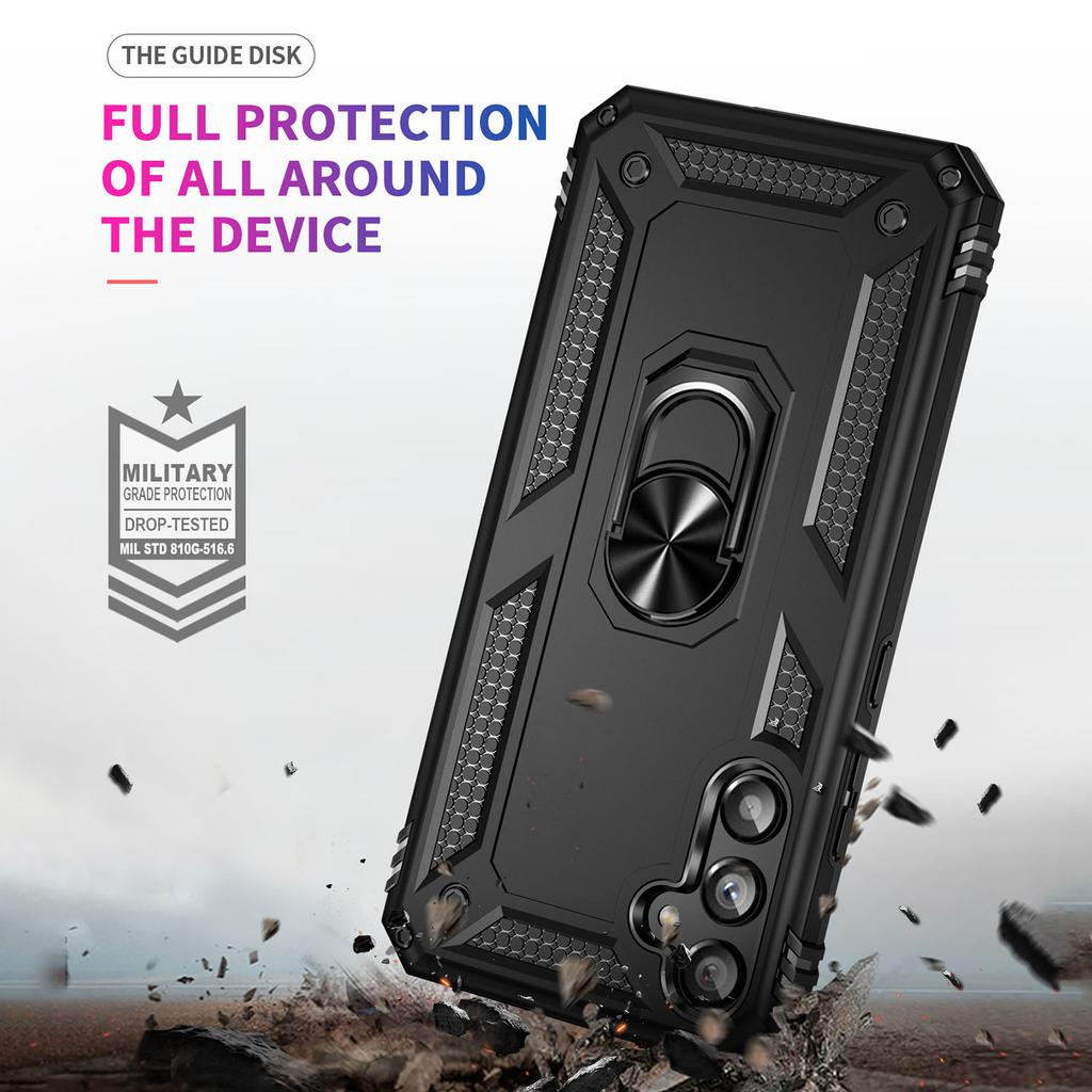 For Samsung Galaxy A34 5G Ring Holder Kickstand Case TPU+PC Protective Phone Cover