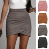 Suede Plush Solid Color Bodycon Pleated Mini Skirt with Irregular Zipper for Autumn/Winter – Women's Fashion 2026.
