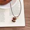 Fashion Chain Necklace Cute Plush Bear Pendant Necklace Women'S Sweater Necklace Pu Leather For Women'S Sweater Gift Autumn