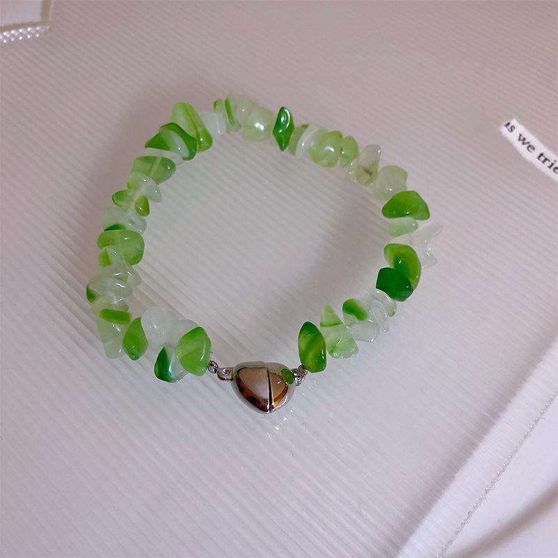 

Нерегулярное ожерелье с магнитом в виде сердца из натурального камня для женщин - высококачественная дизайнерская цепочка на ключицу для лета bracelet небесно-голубой