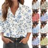 Dámská košile s knoflíky s květinovým potiskem, ležérní košilové halenky s dlouhým rukávem, ležérní základní topy ve standardní velikosti a plus size