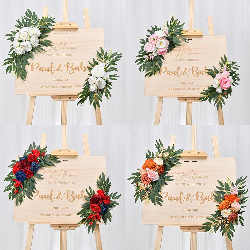 1 pár simulovaných girlandových umělých květinových závěsů pro svatební oblouk