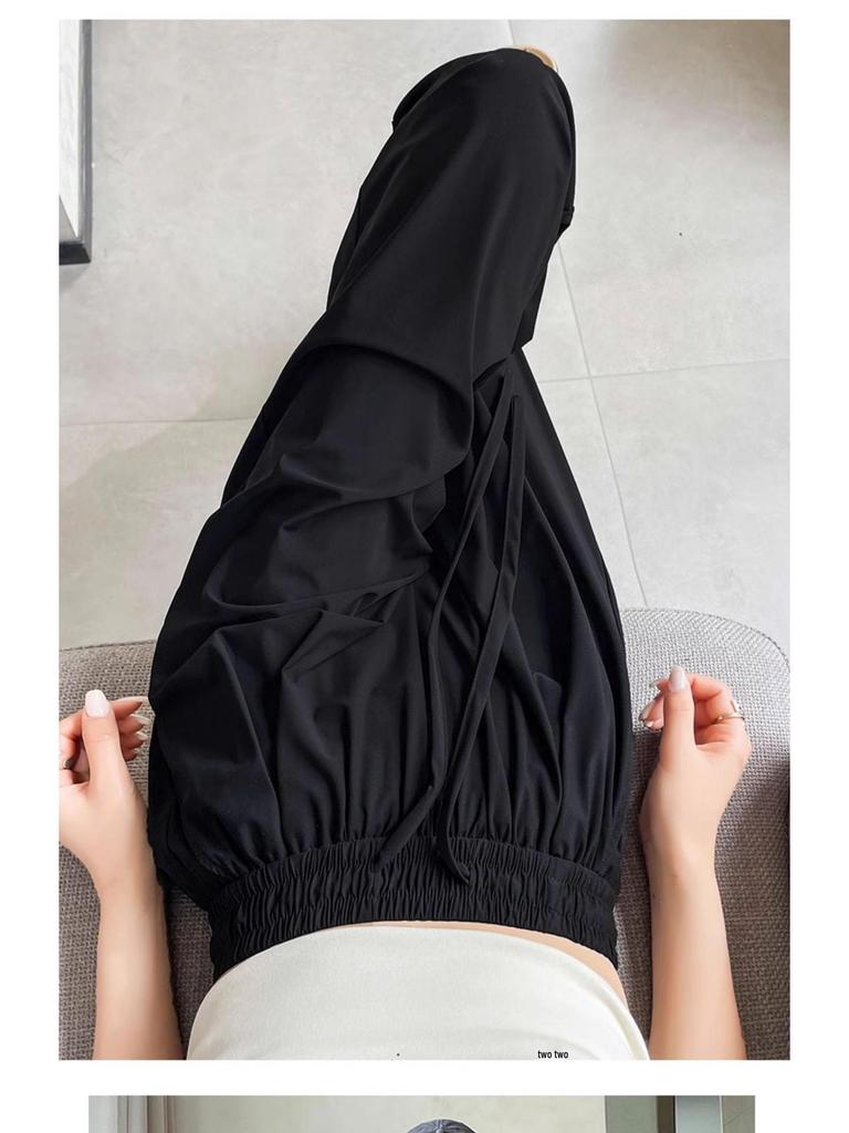 2025 Women's Quick-Dry Ice Silk Wide-Leg Floor-Length Pants, Summer Casual Lightweight Loose Fit, Plus Size Available