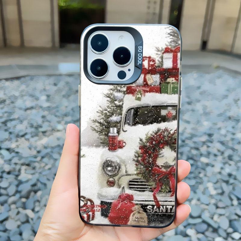 Christmas Snow Tree Phone Case For iPhone 16 Pro Max 15 14 13 12 11 Pro Max 13 Mini 15 14 Plus Shockproof Laser Back Cover Funda