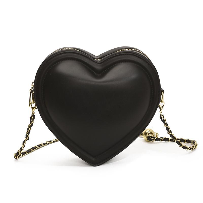 Simple Color Solid Heart Shaped Women Casual Shoulder Chain Bag For Use Daily