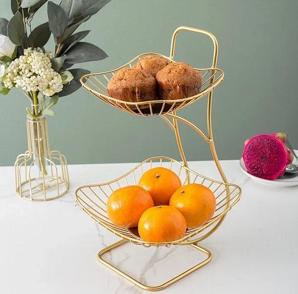 3-Tier Metal Fruit Vegetable Storage Rack Countertop Basket Organizer for Snacks Kitchen