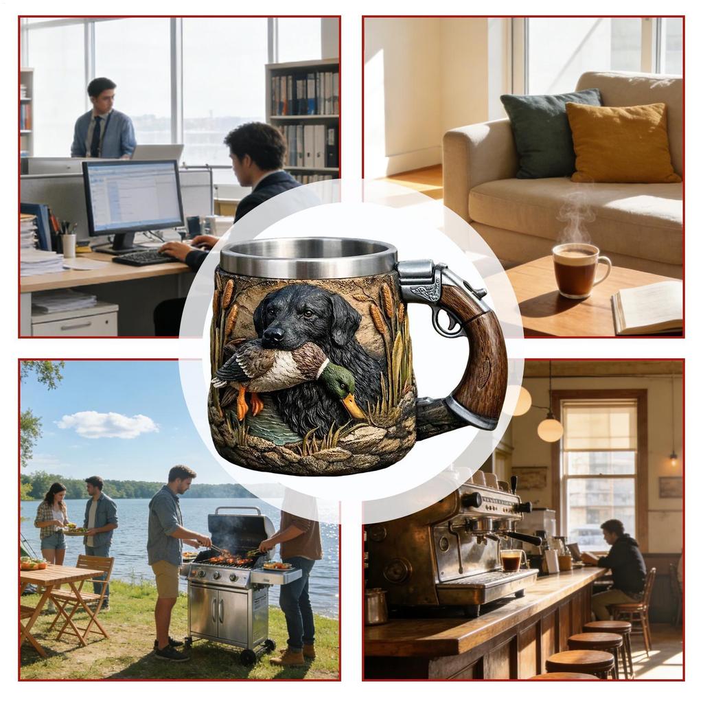 350ml Stainless Steel Insulated Mug Dog Theme Cold & Hot Beverage Cup for Home Camping Dorm Hotel Apartment Party