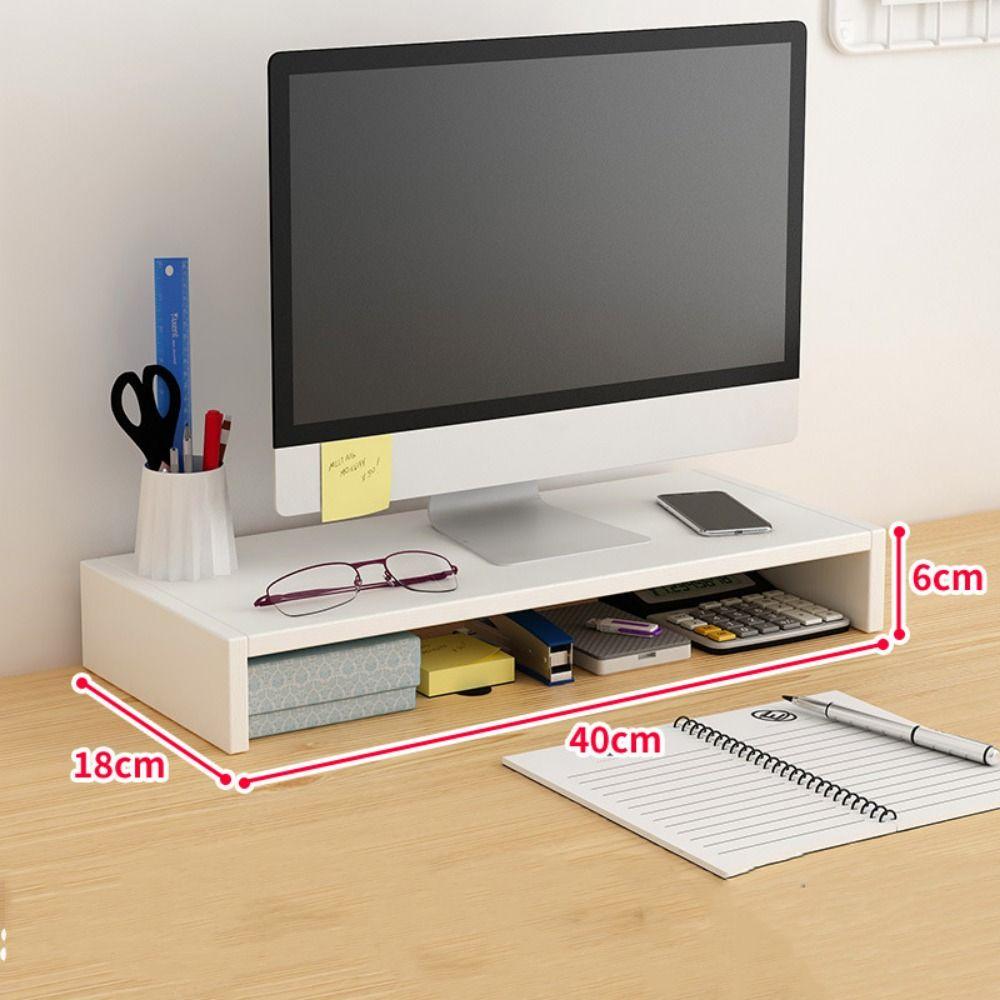 Stable Base Wood Desktop Computer Stand Easy Assemble Elevated Computer Holder  Computer Table