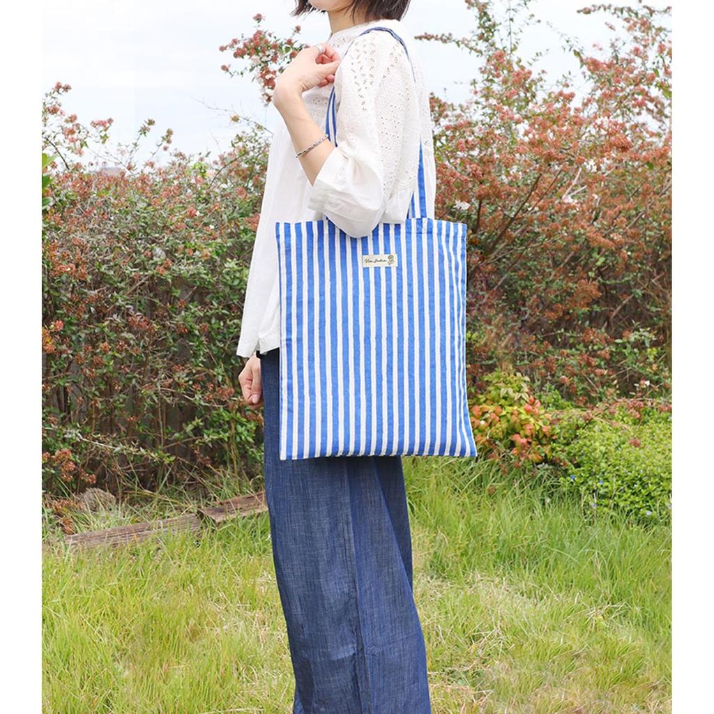 Bolsa Tote Estampada em Bloco Listrada Tomo Corporation, Azul, Feminina, Tamanho A4, Vertical, 32x38cm, 11725-750-508