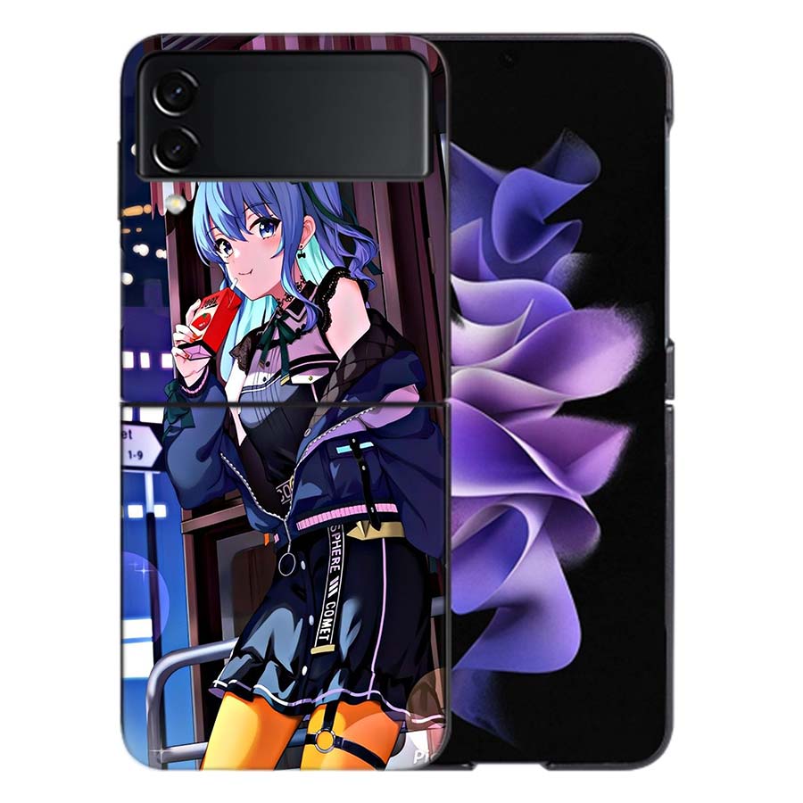 Suisei H-Hoshimachi Phone Case For Samsung Z Flip 6 7 5G Galaxy Z Flip 5 4 3 5G Cases Shockproof Hard Cover TPU