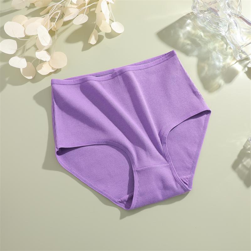 FINETOO Cotton Plus size Underwear Women's Striped High Waist Panties Sexy Elastic belt Breathable Brief 14 Colors Soft Lingerie