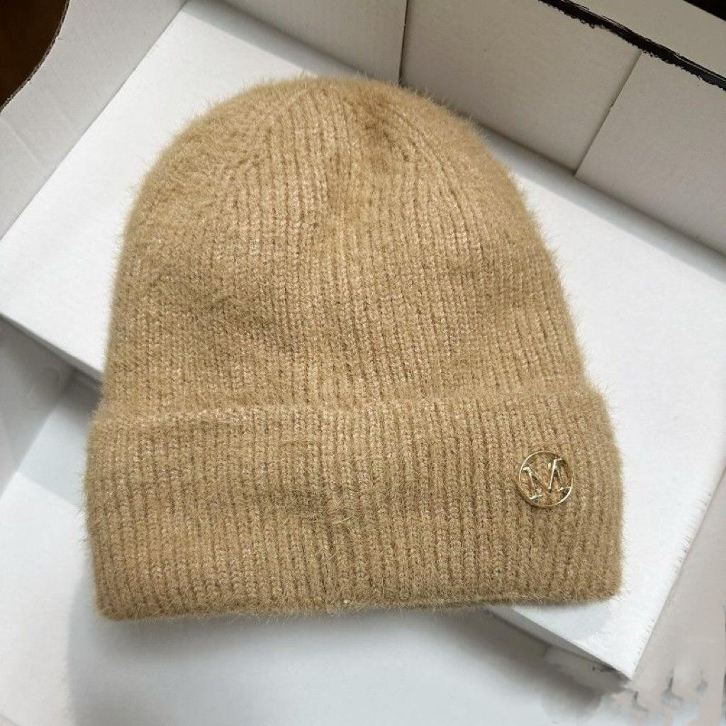 Women's Korean Style Thickened Knit Hat with Ear Protection – Autumn/Winter Versatile Warm Beanie, White