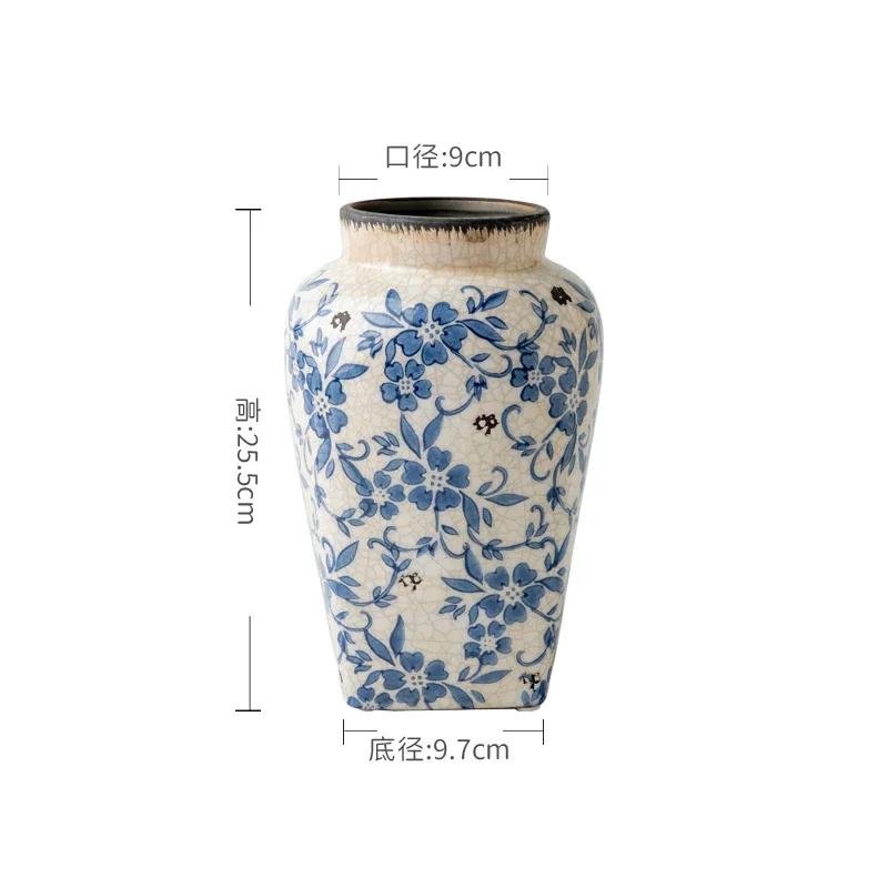 Retro Chinese Style Ceramic Vases Home Living Room Decorations Exquisite Flowers Vase High End Office Flower Arrangement Vase